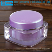 YJ-D100 100g strict quality management big and heavy square double layers 100ml acrylic cosmetic jars